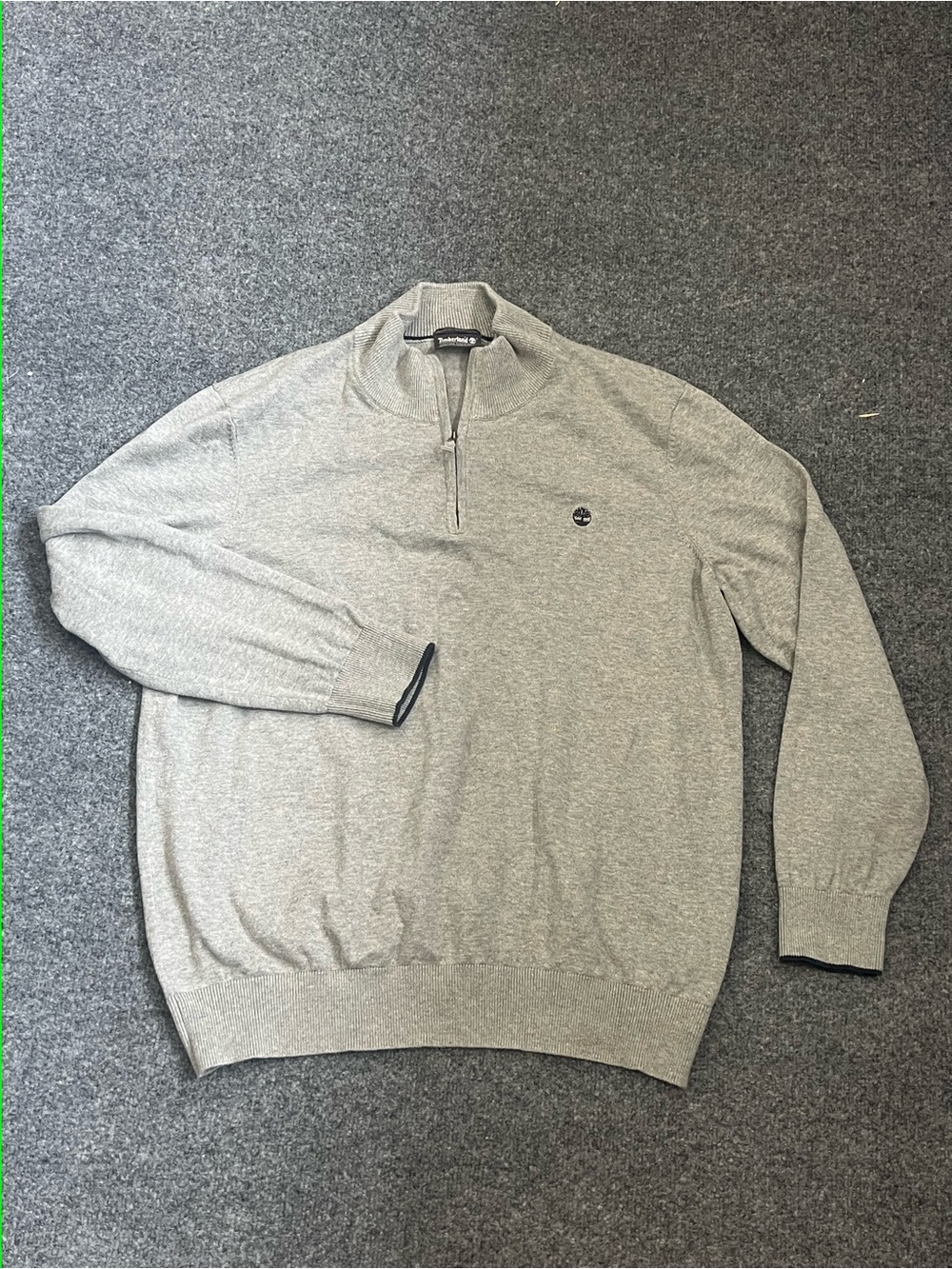 Timberland Men's Light Grey Half-Zip Pullover Sweater, XL